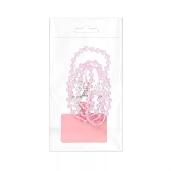 Pandantiv CRYSTAL DIAMOND pentru telefon / lungime 37 cm / pe gât - roz deschis