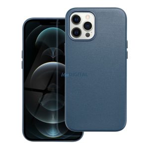 Carcasa din piele pentru IPHONE 12 PRO MAX albastru indigo