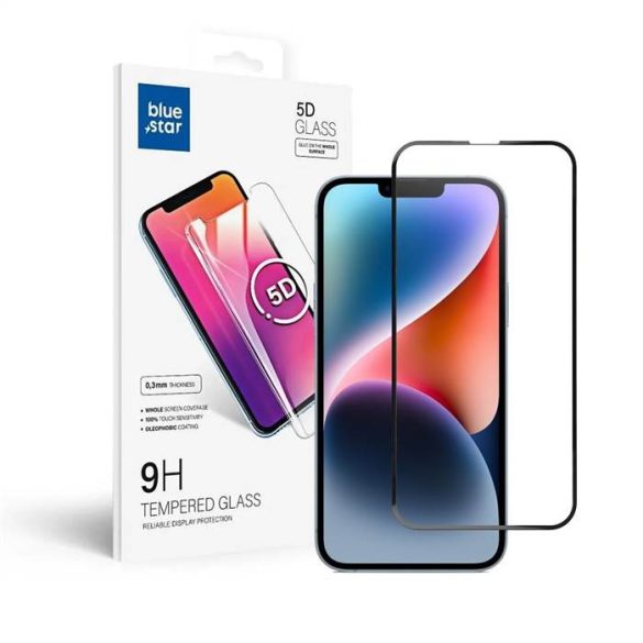 Steaua albastră din sticlă temperată - SAM Galaxy S23 Full Face (clei complet/dimensiune mică) - Steaua albastră din sticlă temperată neagră