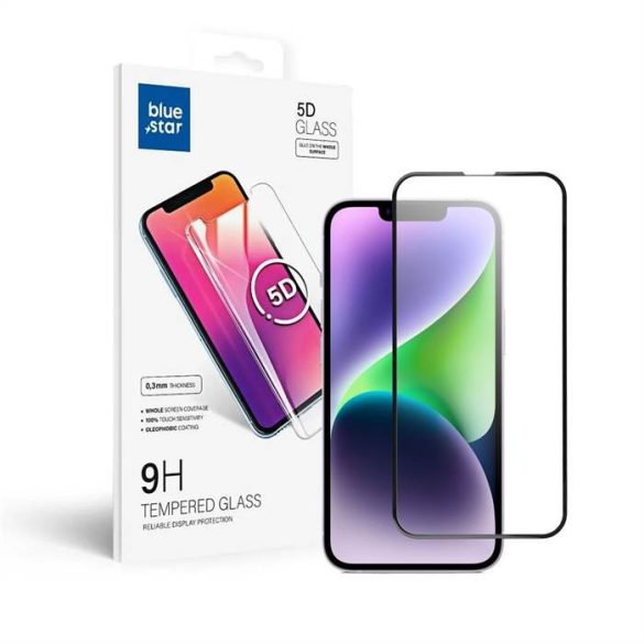 Steaua albastră din sticlă temperată - SAM Galaxy S23+ Full Face (clei complet/dimensiune mică) - Steaua albastră din sticlă temperată neagră