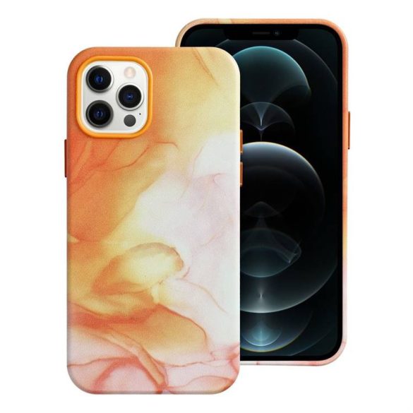 Carcasa din piele pentru IPHONE 12 PRO portocaliu splash
