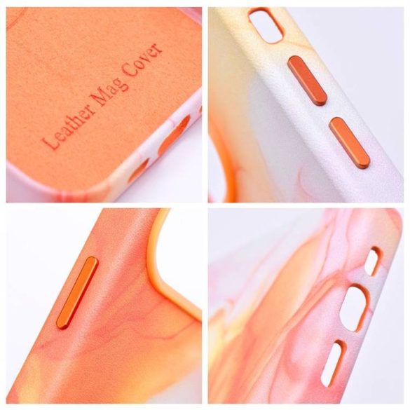 Carcasa din piele pentru IPHONE 12 PRO portocaliu splash