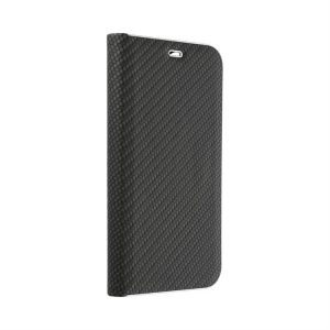 LUNA Husă tip carte Carbon pentru SAMSUNG A14 4G / A14 5G negru