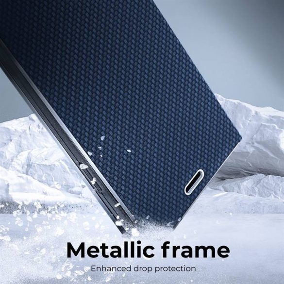 HUSĂ! - LUNA Husă tip carte Carbon pentru SAMSUNG A14 4G / A14 5G albastru