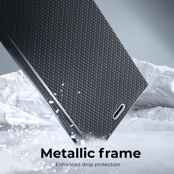 LUNA Husă tip carte Carbon pentru XIAOMI Redmi NOTE 12 PRO Plus 5G negru