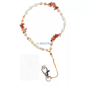 Pandantiv HAPPY pentru telefon / lungime cordon 44cm (22cm în buclă) / la îndemână - portocaliu