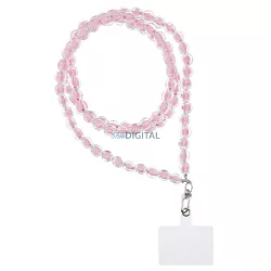   Pandantiv COLORAT pentru telefon / lungime cablu 120 cm (60 cm în buclă) / pe gât - roz deschis