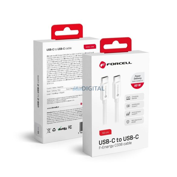 FORCELL kabel Tip C la Tip C QC4.0 3A/20V PD60W C338 50cm alb