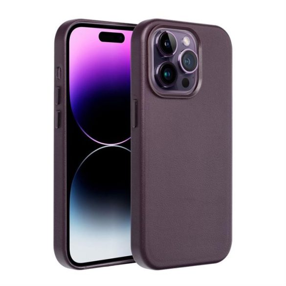 Husă Mag din piele pentru IPHONE 15 PRO violet închis