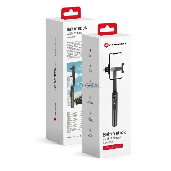 Trepied pentru selfie stick FORCELL F-GRIP S70M cu telecomandă
