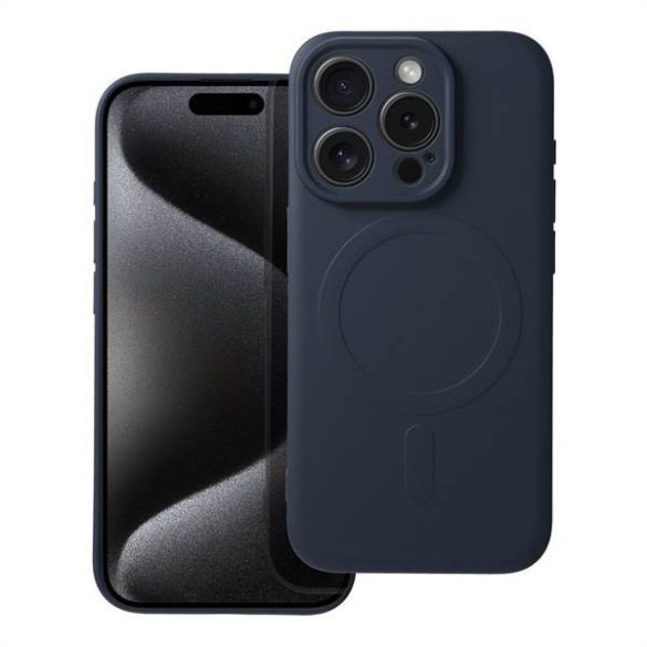 Husă din silicon Mag Cover compatibilă cu MagSafe pentru IPHONE 15 PRO albastru titan