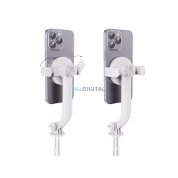   Selfie stick combinat cu trepied și telecomandă compatibil bluetooth cu MagSafe SSTR-C09 alb