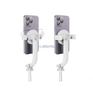 Selfie stick combinat cu trepied și telecomandă compatibil bluetooth cu MagSafe SSTR-C09 alb