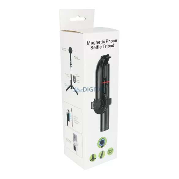 Selfie stick combinat cu trepied și telecomandă compatibil bluetooth cu MagSafe SSTR-C09 alb
