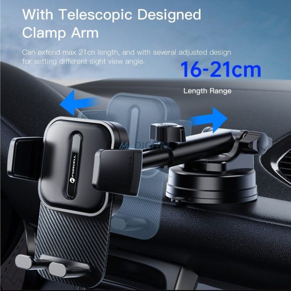 Suport auto FORCELL F-Grip Guardian pentru telefon la parbriz/consola centrală negru