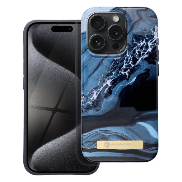Husă FORCELL F-PROTECT Mirage compatibilă cu MagSafe pentru marmură oceanică IPHONE 15 PRO
