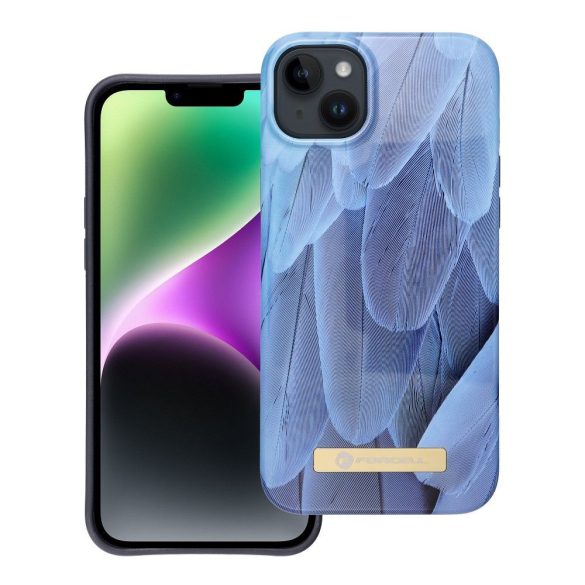 Husă FORCELL F-PROTECT Mirage compatibilă cu MagSafe pentru IPHONE 14 Plus pasăre albastră