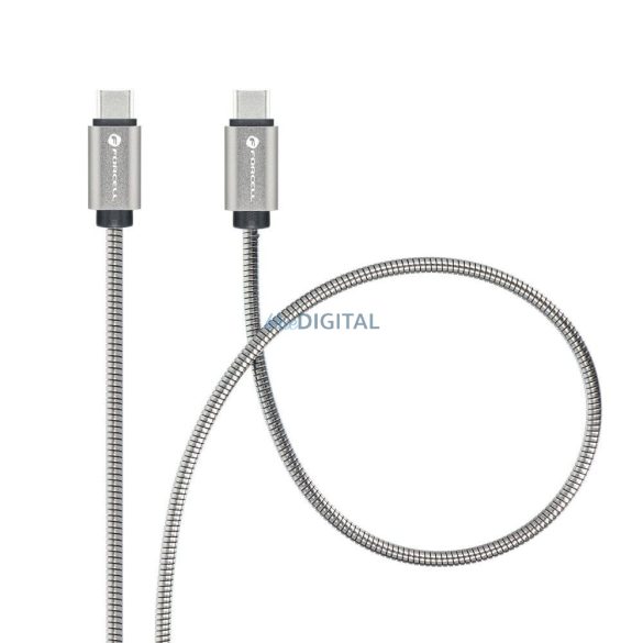 Cablu FORCELL Tip C la Tip C QC4.0 5A/20V PD 100W E-mark Metal C239 1m argintiu