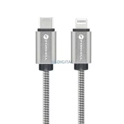   Cablu FORCELL tip C la iPhone Lightning cu 8 pini QC3.0 PD 27W Metal C238 1m argintiu