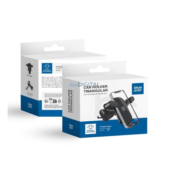 Suport auto BLUE STAR TRIANGULAR pentru telefon la aerisire universal negru