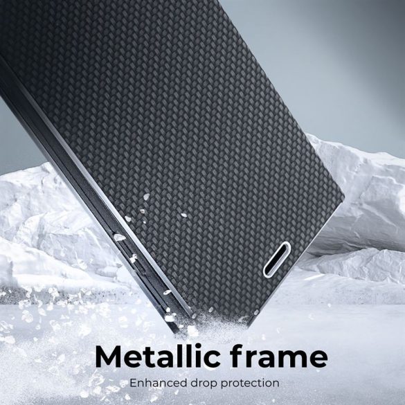 LUNA Husă tip carte Carbon pentru XIAOMI Redmi NOTE 13 PRO 4G negru