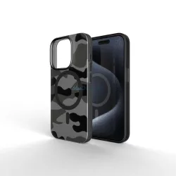   HUSĂ! - Carcasă compatibilă Forcell F-Protect MagSafe pentru iPhone 16 - camuflaj gri