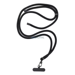   Pandantiv SWING (8mm) pentru telefon cu lungime reglabilă / lungime cablu 165cm (max 82,5cm în buclă) / pe umăr sau gât - negru