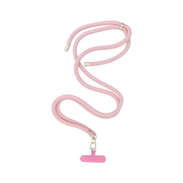 Pandantiv SWING (8mm) pentru telefon cu lungime reglabilă / lungime cablu 165 cm (max 82,5 cm în buclă) / pe umăr sau gât - roz deschis