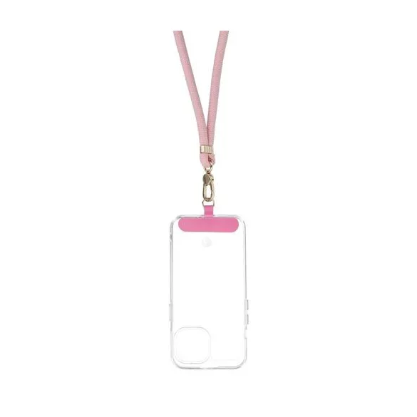 Pandantiv SWING (8mm) pentru telefon cu lungime reglabilă / lungime cablu 165 cm (max 82,5 cm în buclă) / pe umăr sau gât - roz deschis