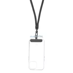   Pandantiv SWING (8mm) pentru telefon cu lungime reglabilă / lungime cablu 165cm (max 82,5cm în buclă) / pe umăr sau gât - gri