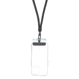 Pandantiv SWING (8mm) pentru telefon cu lungime reglabilă / lungime cablu 165cm (max 82,5cm în buclă) / pe umăr sau gât - gri