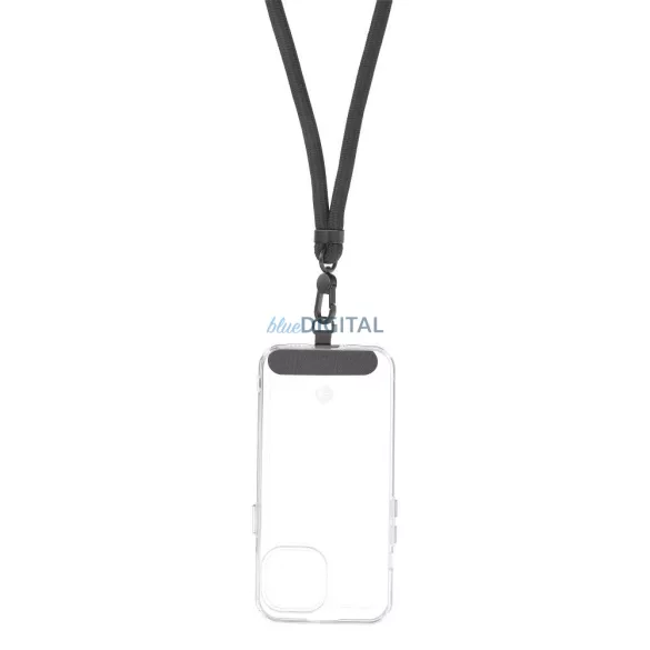 Pandantiv SWING (8mm) pentru telefon cu lungime reglabilă / lungime cablu 165cm (max 82,5cm în buclă) / pe umăr sau gât - gri