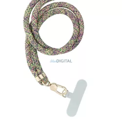   Pandantiv SWING (8mm) pentru telefon cu lungime reglabilă / lungime cablu 165 cm (max 82,5 cm în buclă) / pe umăr sau gât - gri-verde-roz