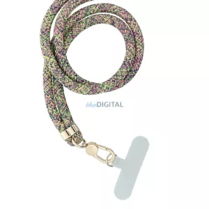 Pandantiv SWING (8mm) pentru telefon cu lungime reglabilă / lungime cablu 165 cm (max 82,5 cm în buclă) / pe umăr sau gât - gri-verde-roz