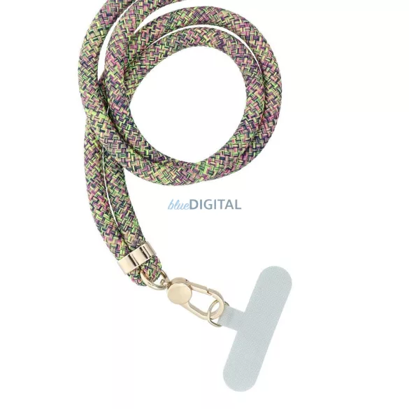 Pandantiv SWING (8mm) pentru telefon cu lungime reglabilă / lungime cablu 165 cm (max 82,5 cm în buclă) / pe umăr sau gât - gri-verde-roz