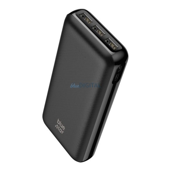 Blue Star W2027 powerbank cu conexiune 2xUSB-A și 1xUSB-C + cablu USB-A - Type-C 30 cm 20000mAh 2.1A - negru