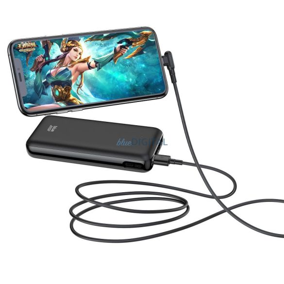 Blue Star W2027 powerbank cu conexiune 2xUSB-A și 1xUSB-C + cablu USB-A - Type-C 30 cm 20000mAh 2.1A - negru
