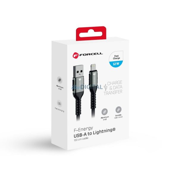 Forcell C257 F-Energy USB-A - Lightning cablu 2.4A 12W 1.2m - negru