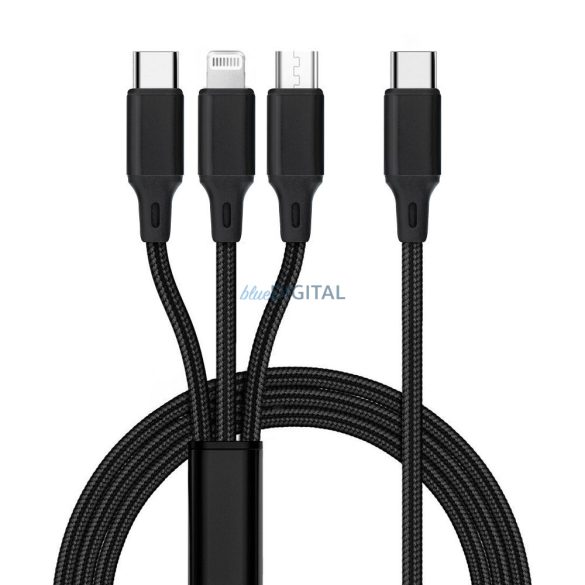 Tip-C - Cablu fulger/micro USB/Tip-C 2.4A 1.2m - negru