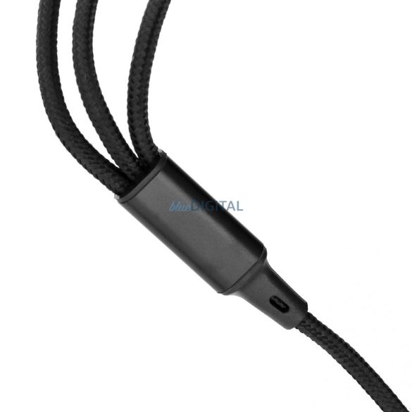 Tip-C - Cablu fulger/micro USB/Tip-C 2.4A 1.2m - negru
