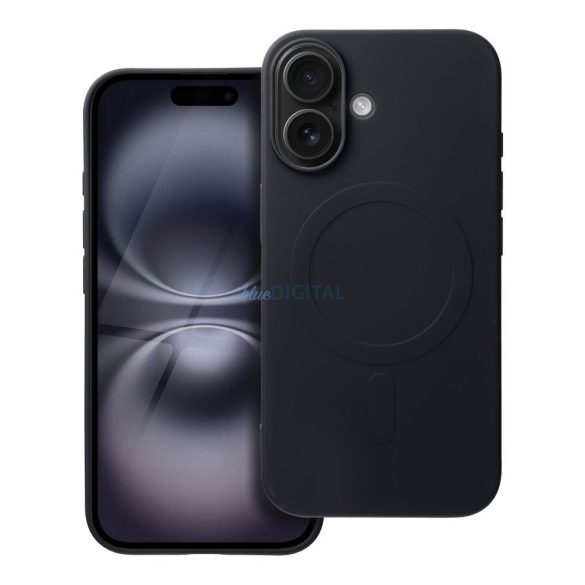 Carcasă SILICONE MAG COVER (cu decupaj mare pentru camera foto)MagSafe compatibil iPhone 16 - negru
