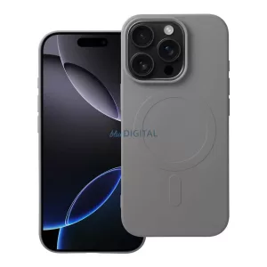 HUSĂ! - SILICONE MAG COVER Carcasă compatibilă MagSafe cu decupaj complet pentru cameră iPhone 16 Pro - gri titan