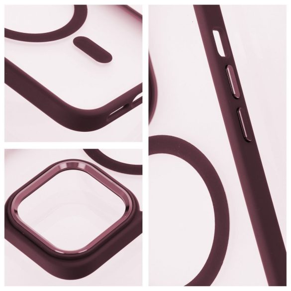 Husa MATTE MAG COVER compatibila cu MagSafe pentru IPHONE 16 Pro Max prune rosie