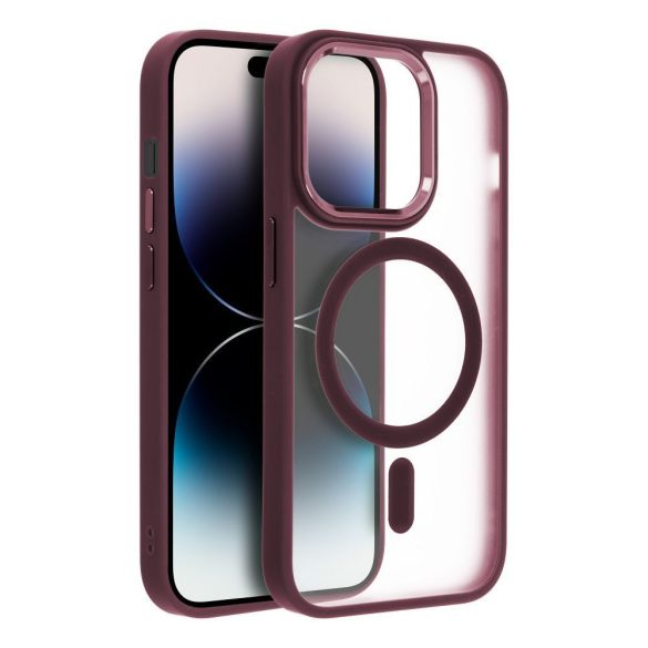 Husa MATTE MAG COVER compatibila cu MagSafe pentru IPHONE 16 Pro Max prune rosie