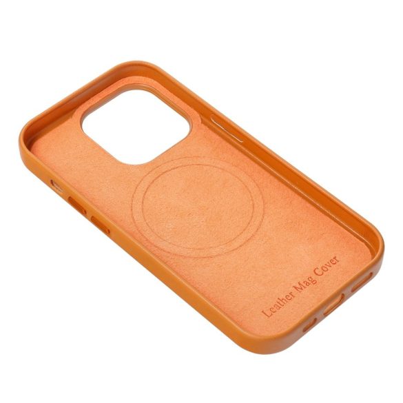 Husa LEATHER MAG COVER pentru IPHONE 16 Pro Max portocaliu