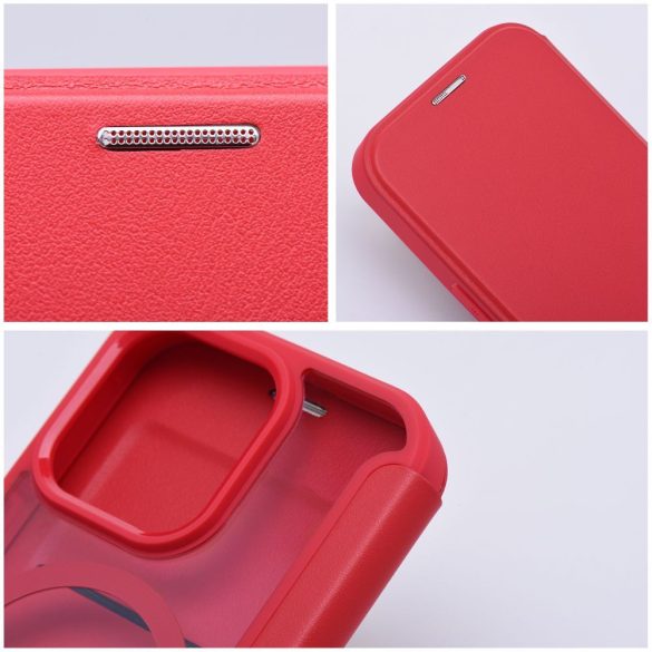 Husa SMART MAG Book compatibila cu MagSafe pentru IPHONE 16 PRO MAX rosie