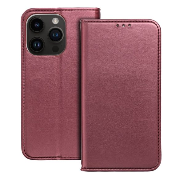 Husă carte Smart Magneto pentru IPHONE 16 PRO MAX burgundy
