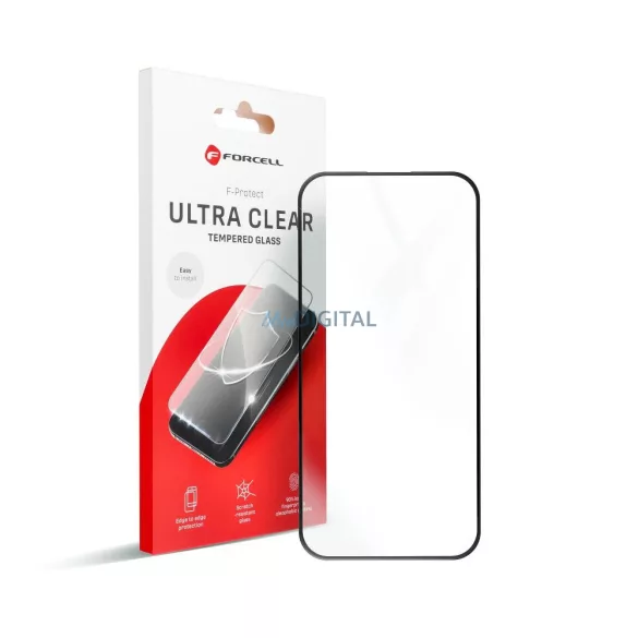 Forcell Ultra Clear Glass sticlă temperată cu finisaj negru pentru iPhone 16 Plus