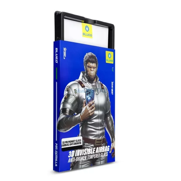 5D Mr. Monkey Glass (Airbag Anti-broken) film de sticlă cu finisaj negru iPhone 16 Pro Max