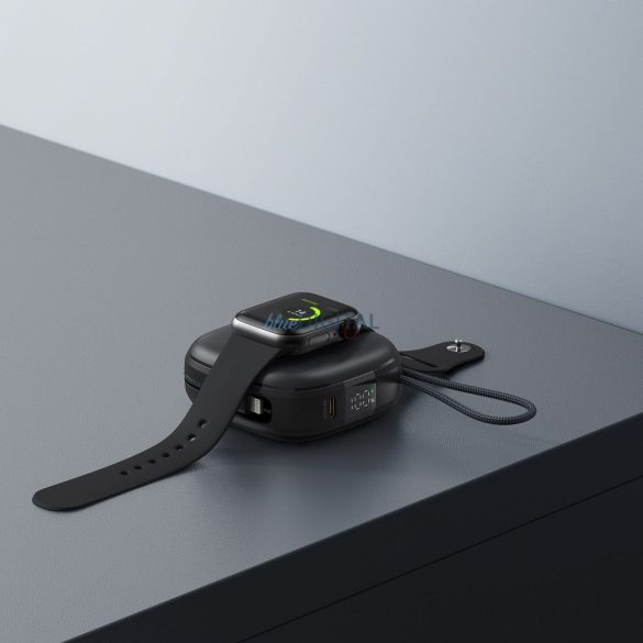 Forcell F10K5 F-Energy powerbank cu inducție cu conexiune 1xUSB-C, built-in Type-C și cablu Lightning 10000mAh 3A PD QC3.0 - negru
